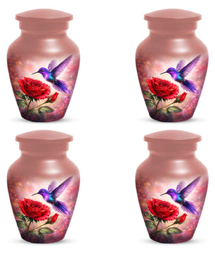 Purple Hummingbird Urn For Female - Red Rose Humming Bird Urns For Mom
