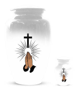 Praying Hands Religious Urn - Cross Urns For Human Ashes Male & Female