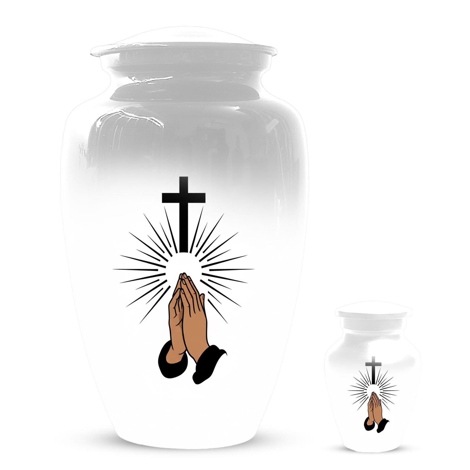 Praying Hands Religious Urn - Cross Urns For Human Ashes Male & Female