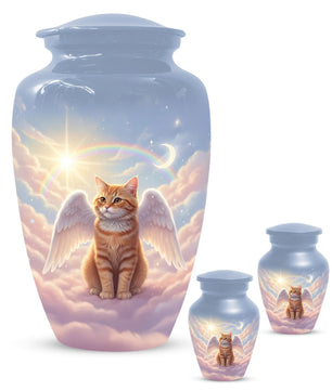 Orange Cat Cremation Urns For Ashes | Angel Pet Keepsake Urn For Funeral