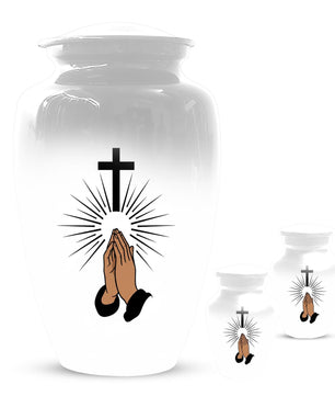 Praying Hands Religious Urn - Cross Urns For Human Ashes Male & Female