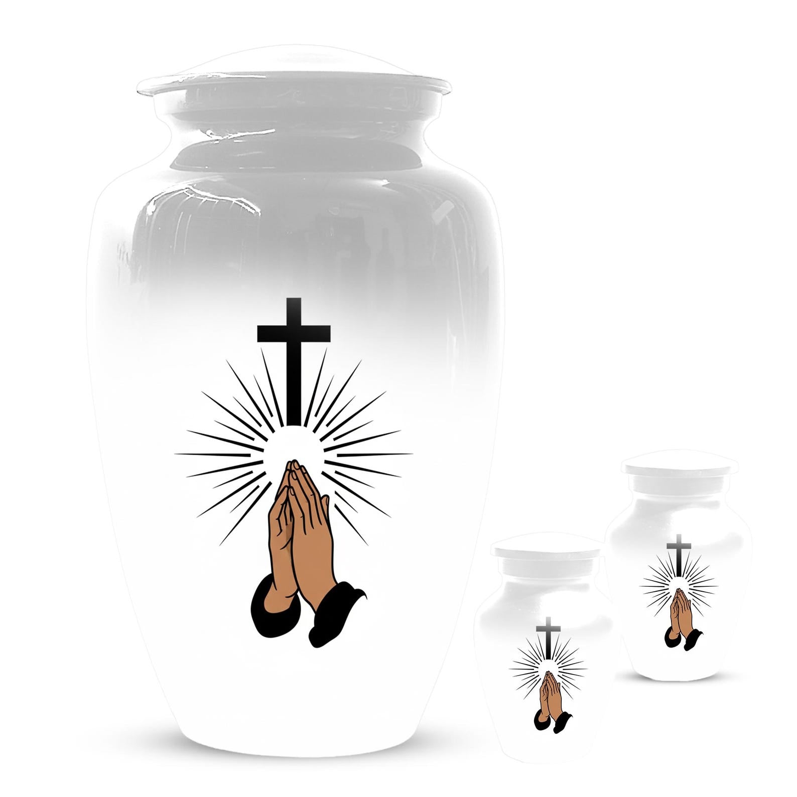 Praying Hands Religious Urn - Cross Urns For Human Ashes Male & Female