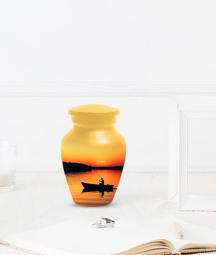 Sunset Fishing Urn for Human Ashes Male | Fisherman Cremation Urns For Dad