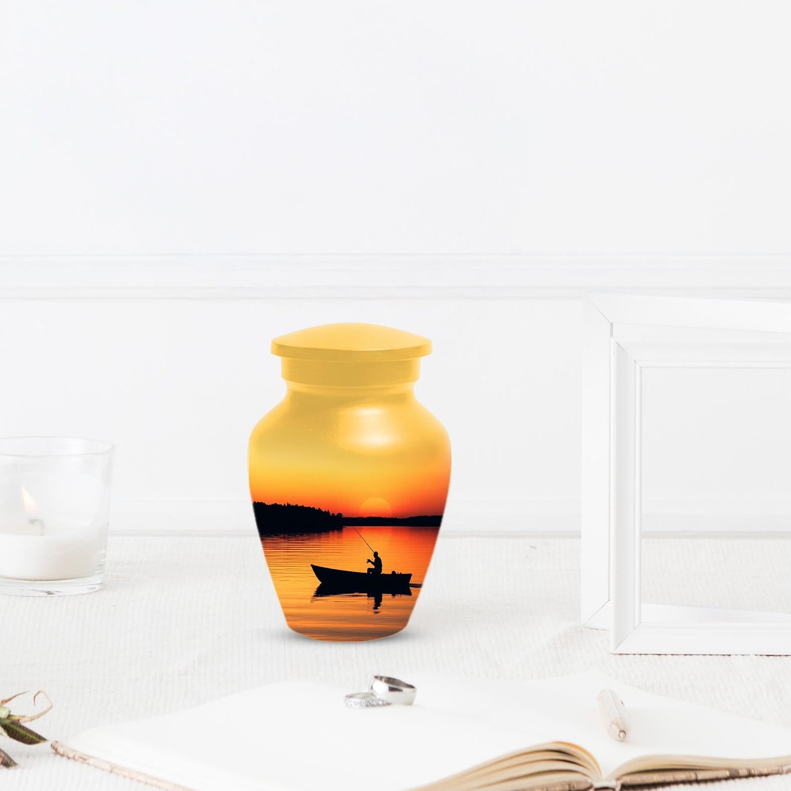 Sunset Fishing Urn for Human Ashes Male | Fisherman Cremation Urns For Dad