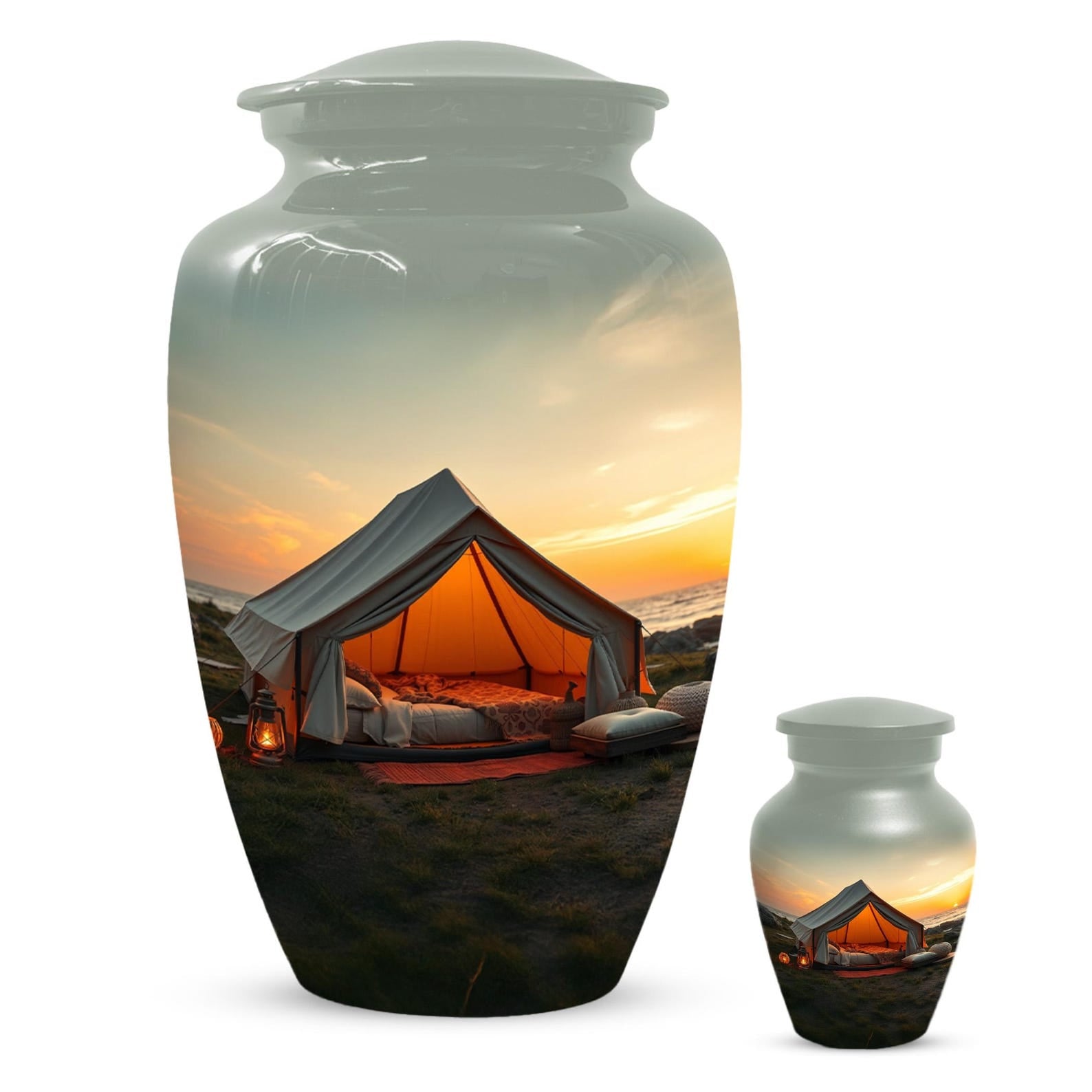 Camping Urn for Adult Human Ashes | Personalized Sunset Keepsake Cremation Urns