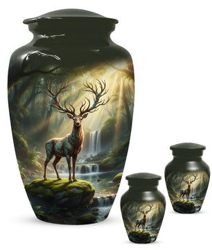 Deer Forest Urn For Human Ashes | Enchanted Hunting Mini Cremation Urns For Adults