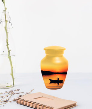 Sunset Fishing Urn for Human Ashes Male | Fisherman Cremation Urns For Dad