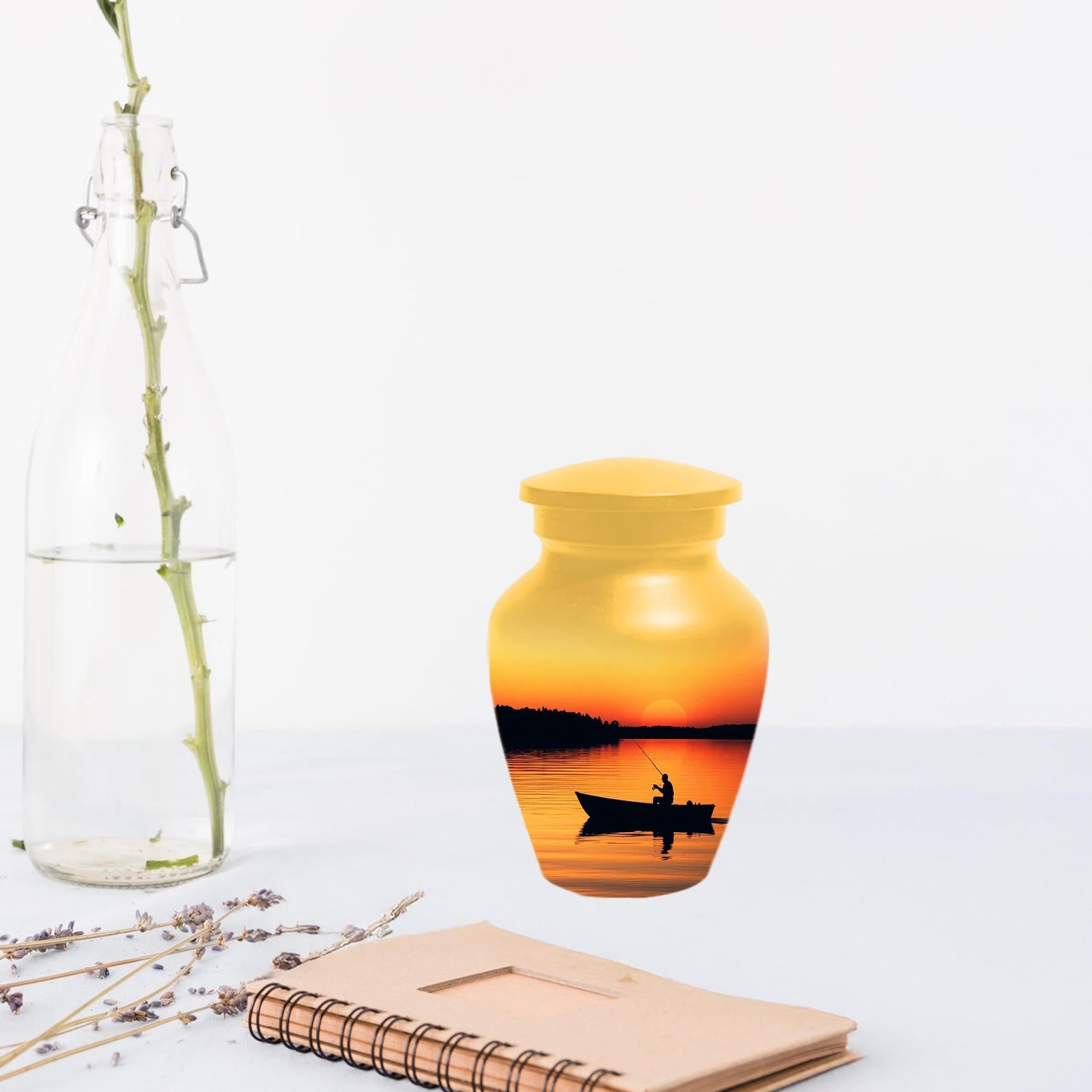 Sunset Fishing Urn for Human Ashes Male | Fisherman Cremation Urns For Dad