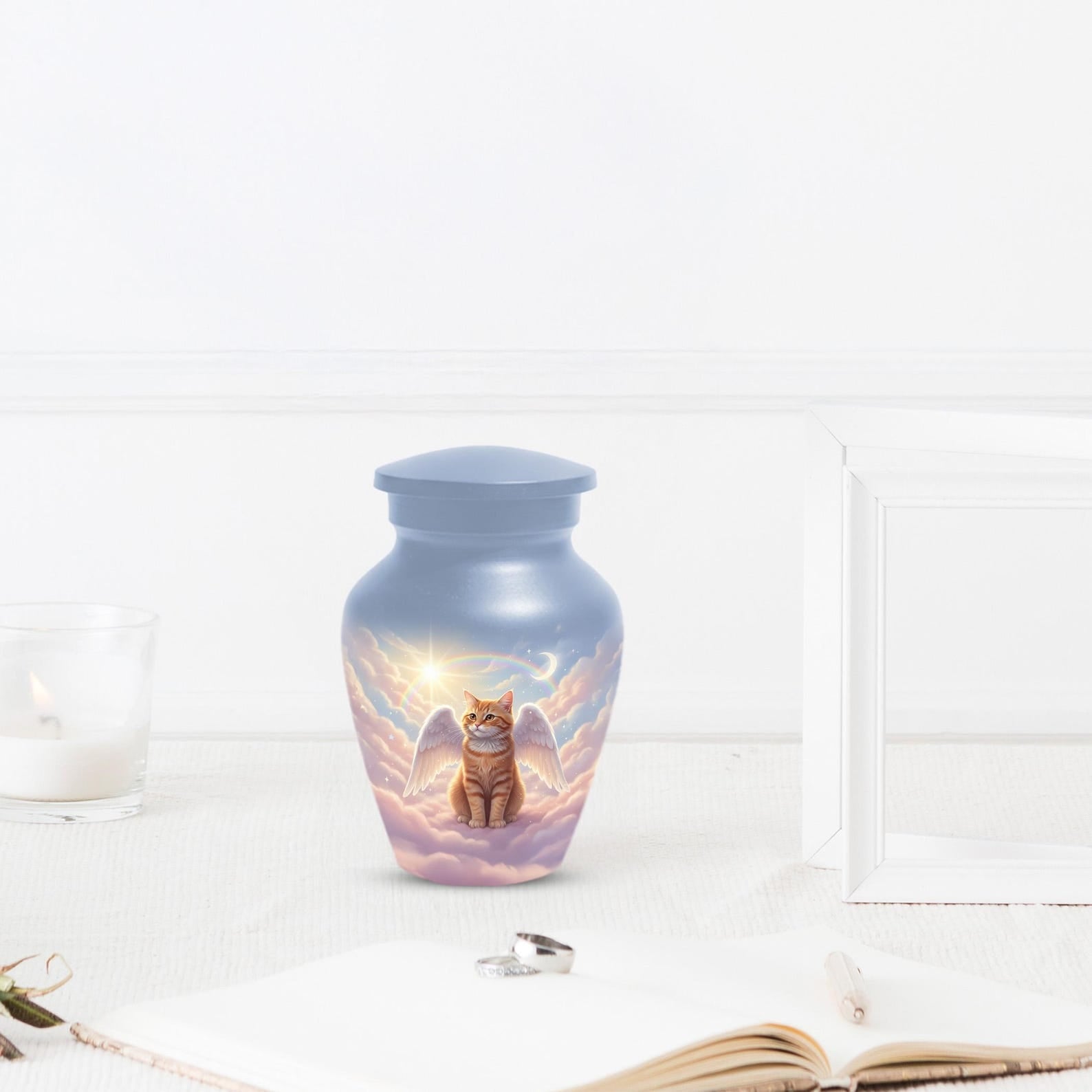 Orange Cat Cremation Urns For Ashes | Angel Pet Keepsake Urn For Funeral