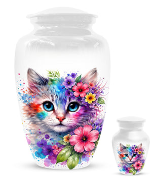 Cat Urn For Ashes - Floral Cremation Keepsake Mini Urns For Pet Remains