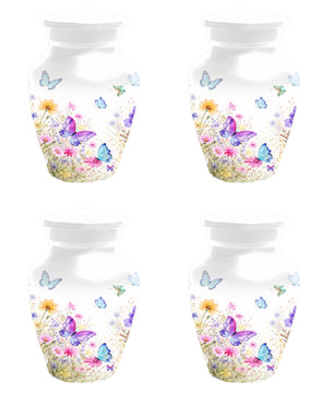 Butterfly Floral Urn For Human Ashes - White Flower Cremation Urns For Women