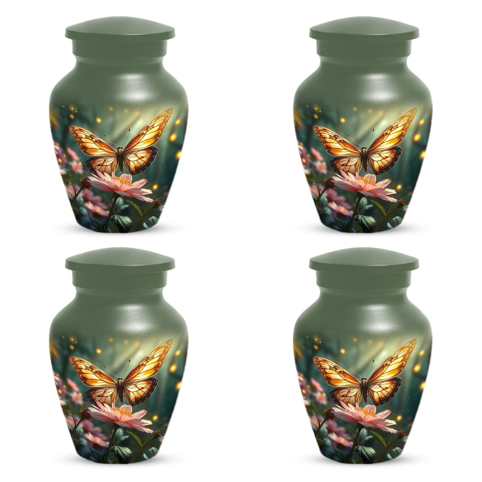 Yellow Butterfly Urn for Female Ashes - Cremation Urns With Butterflies and Flower