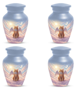 Orange Cat Cremation Urns For Ashes | Angel Pet Keepsake Urn For Funeral