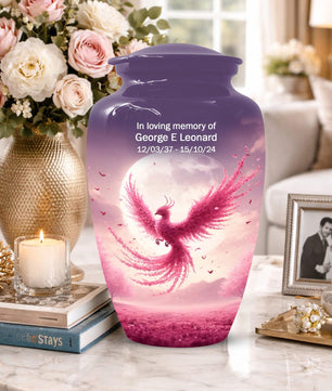 Pink Phoenix Urn For Ashes - Personalized Cremation Urns For Mom