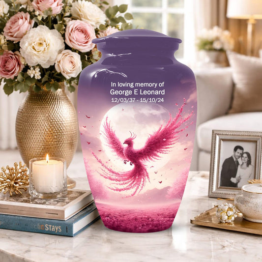 Pink Phoenix Urn For Ashes - Personalized Cremation Urns For Mom