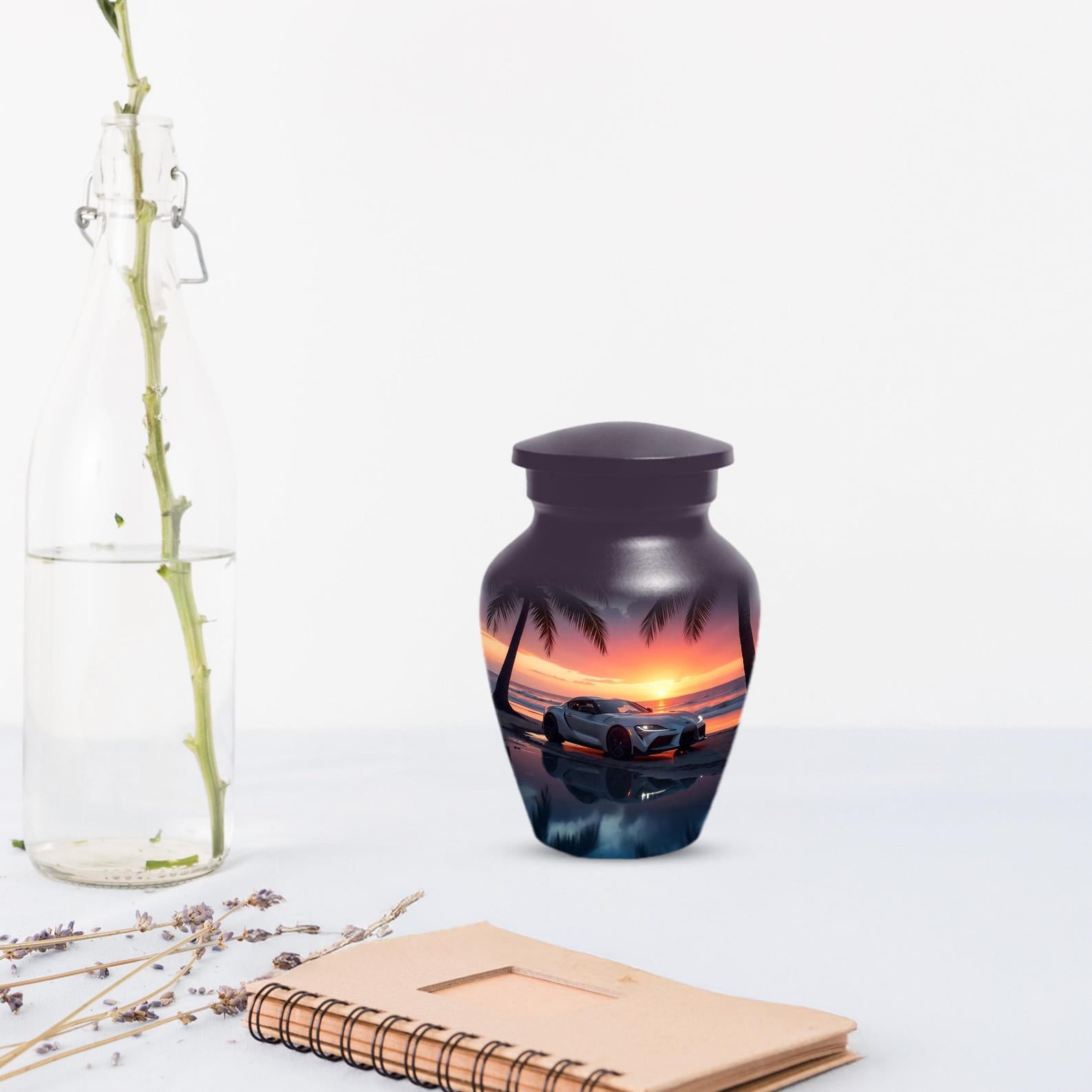 Car Sunset Urn For Human Ashes |  Beach Keepsake Small Cremation Urns For Dad