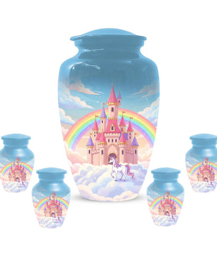 Castle Unicorn Urn For Ashes - Cremation Keepsake Fairy Urns For Baby Girl