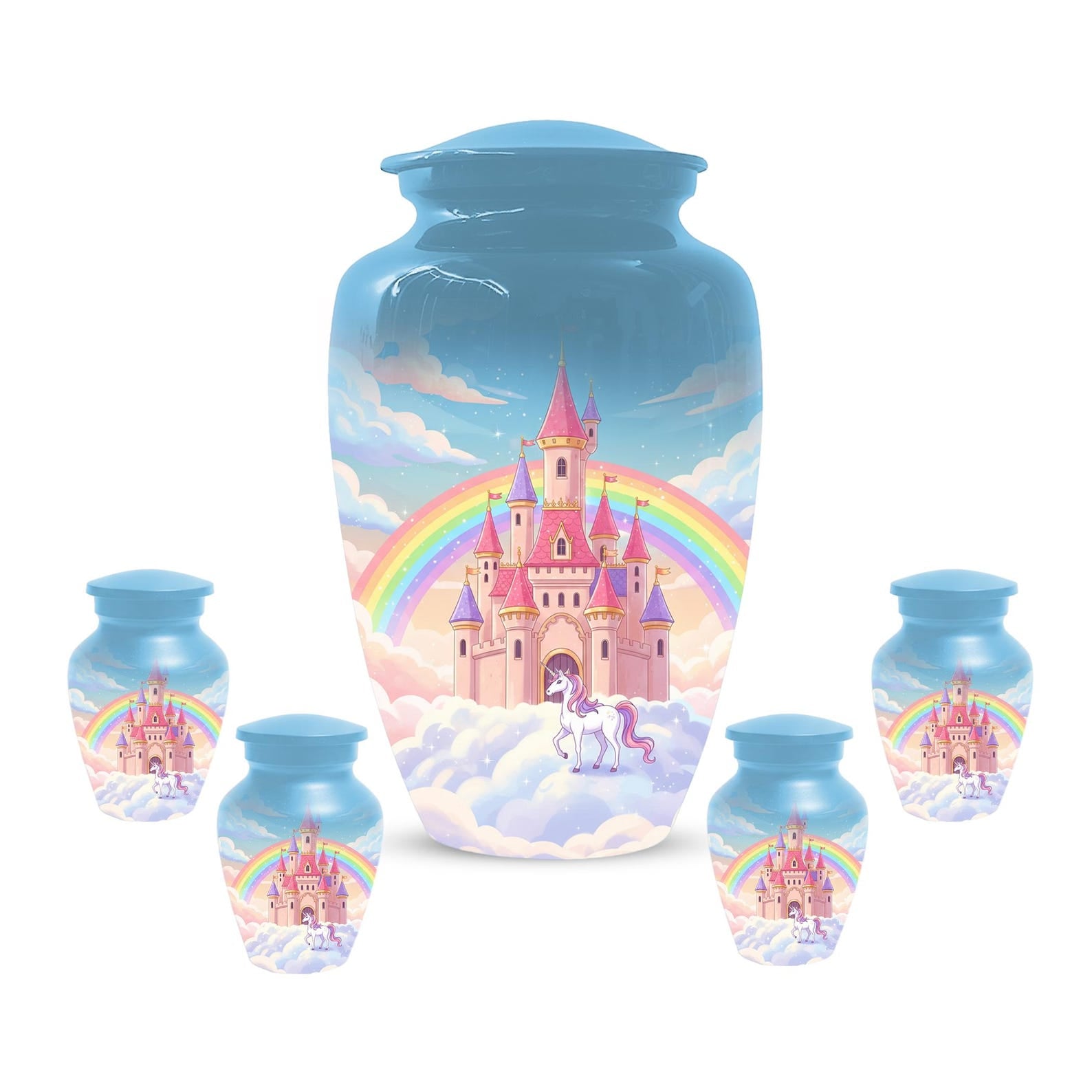 Castle Unicorn Urn For Ashes - Cremation Keepsake Fairy Urns For Baby Girl
