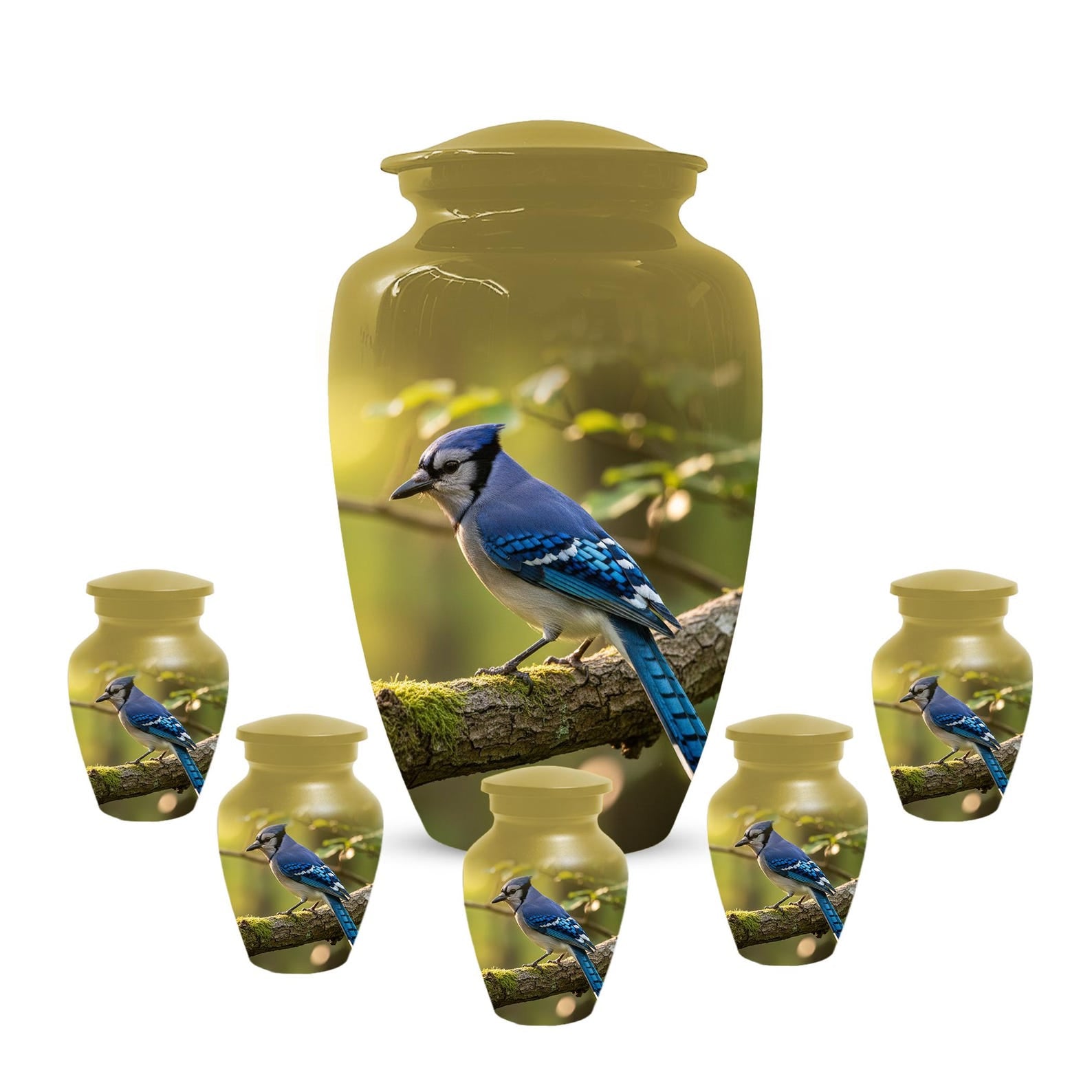 Blue Jay Urn For Ashes - Bird Cremation Keepsake Urns For Adults