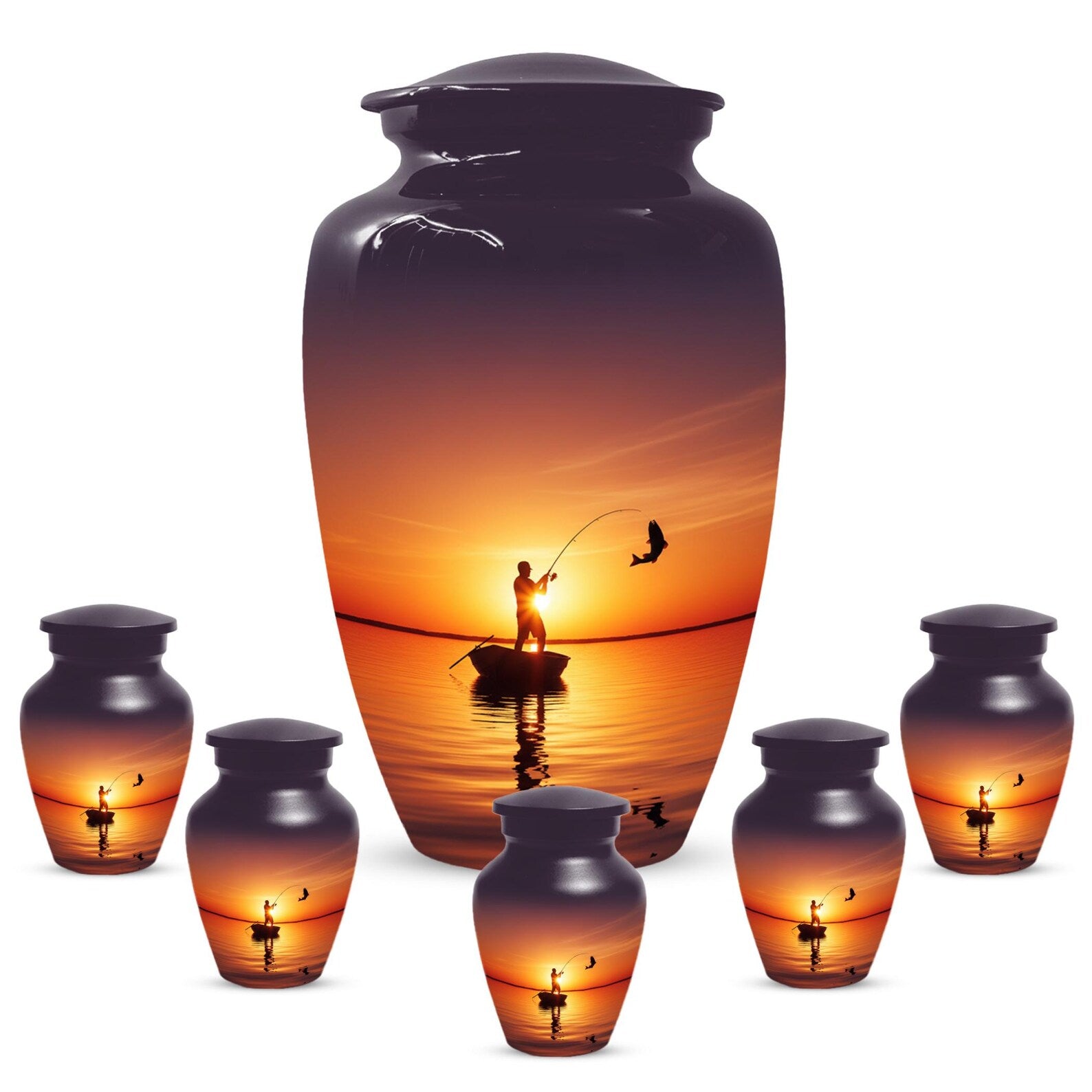 Fishing Urn for Men Ashes | Personalized Fisherman Cremation Urns For Adult Male