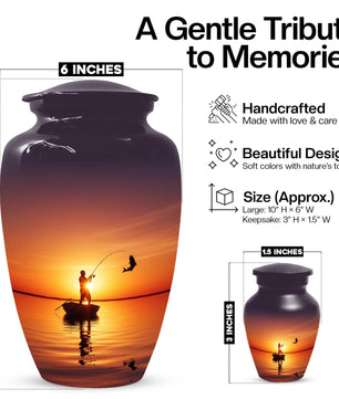 Fishing Urn for Men Ashes | Personalized Fisherman Cremation Urns For Adult Male