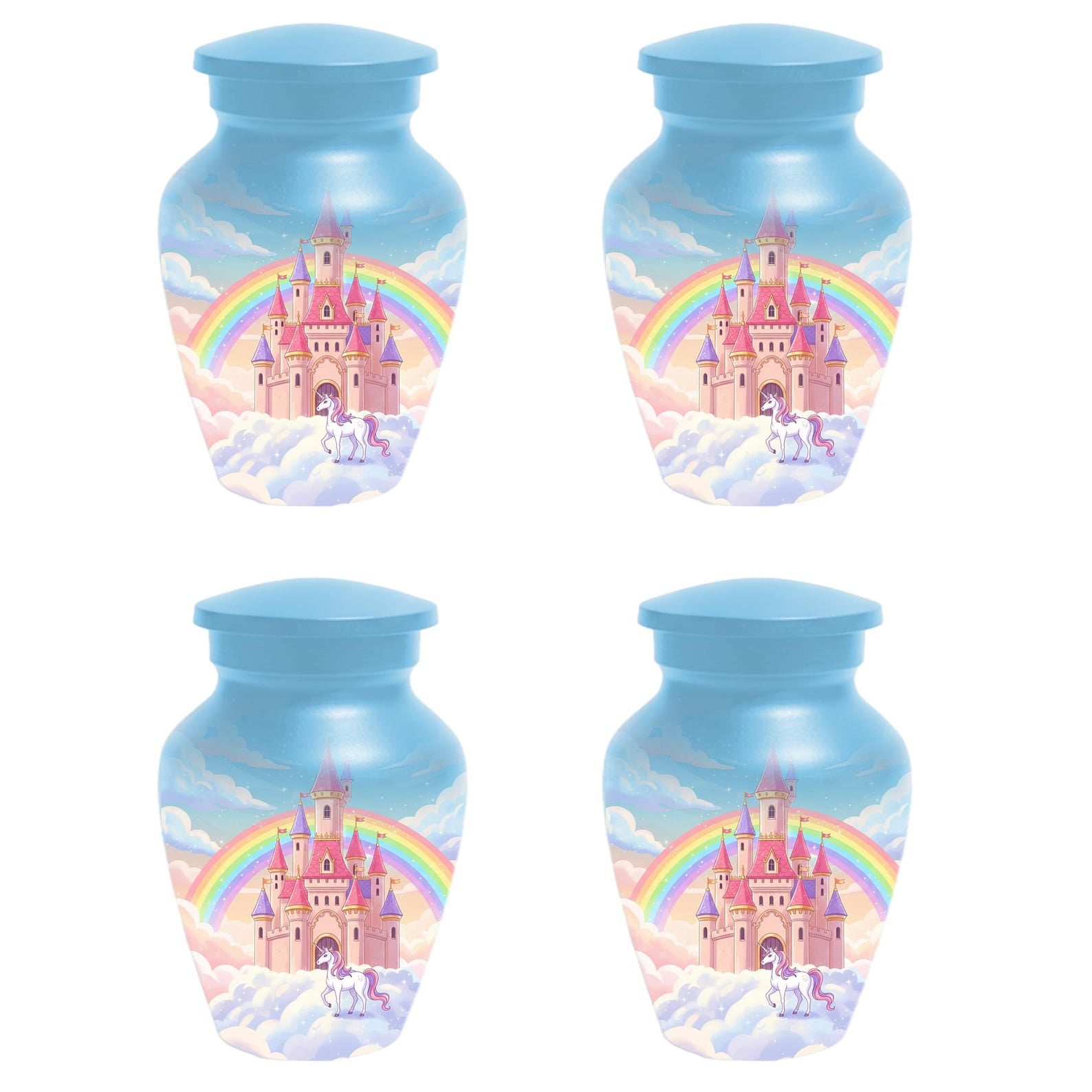 Castle Unicorn Urn For Ashes - Cremation Keepsake Fairy Urns For Baby Girl