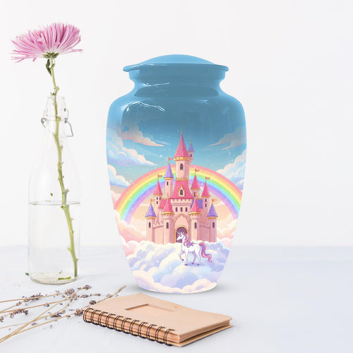 Castle Unicorn Urn For Ashes - Cremation Keepsake Fairy Urns For Baby Girl