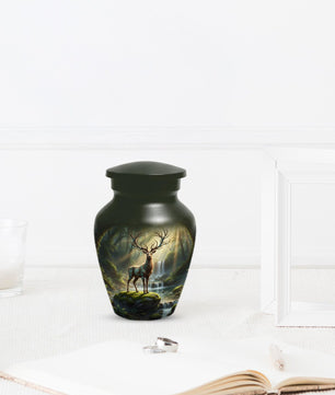 Deer Forest Urn For Human Ashes | Enchanted Hunting Mini Cremation Urns For Adults