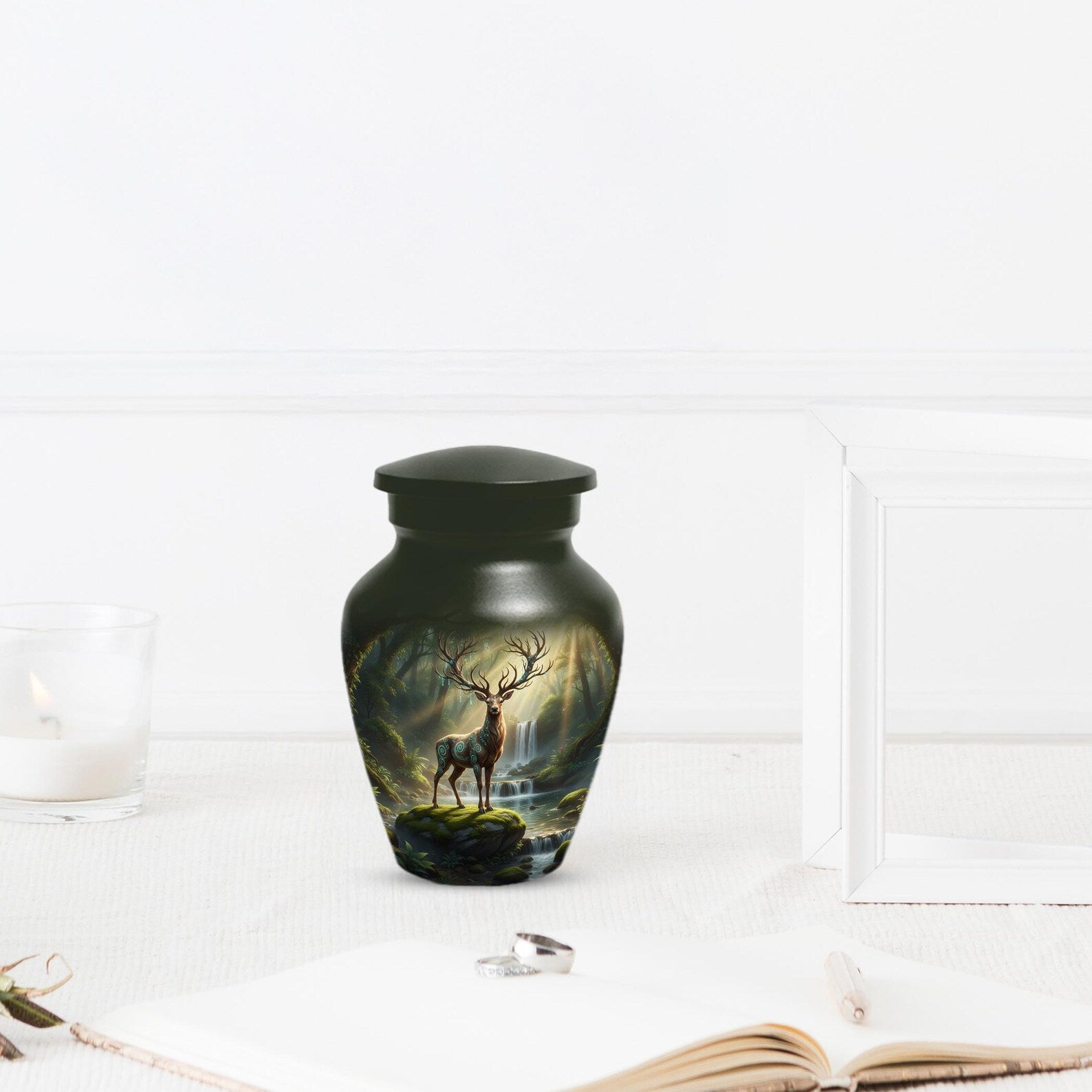 Deer Forest Urn For Human Ashes | Enchanted Hunting Mini Cremation Urns For Adults