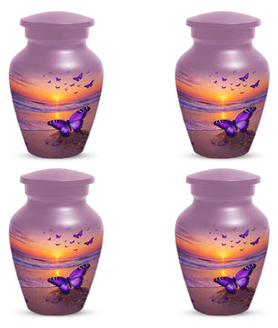 Purple Butterfly Urn For Female - Sunset Beach Scene Urns For Human Ashes