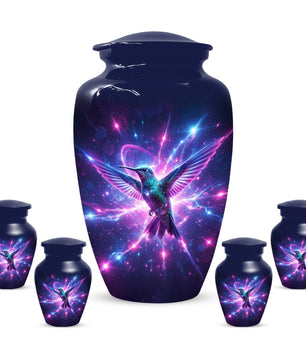 Purple Hummingbird Urn For Women Ashes - Full Size and Mini Cremation Urns For Mom