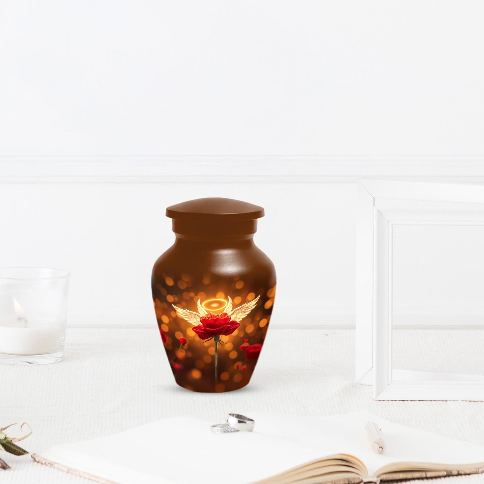 Red Rose Cremation Urn For Women - Personalized Flower Mini Keepsake Urns For Mom Ashes