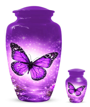 Purple Butterfly Urn For Mom - Cremation Urns For Women With Butterflies