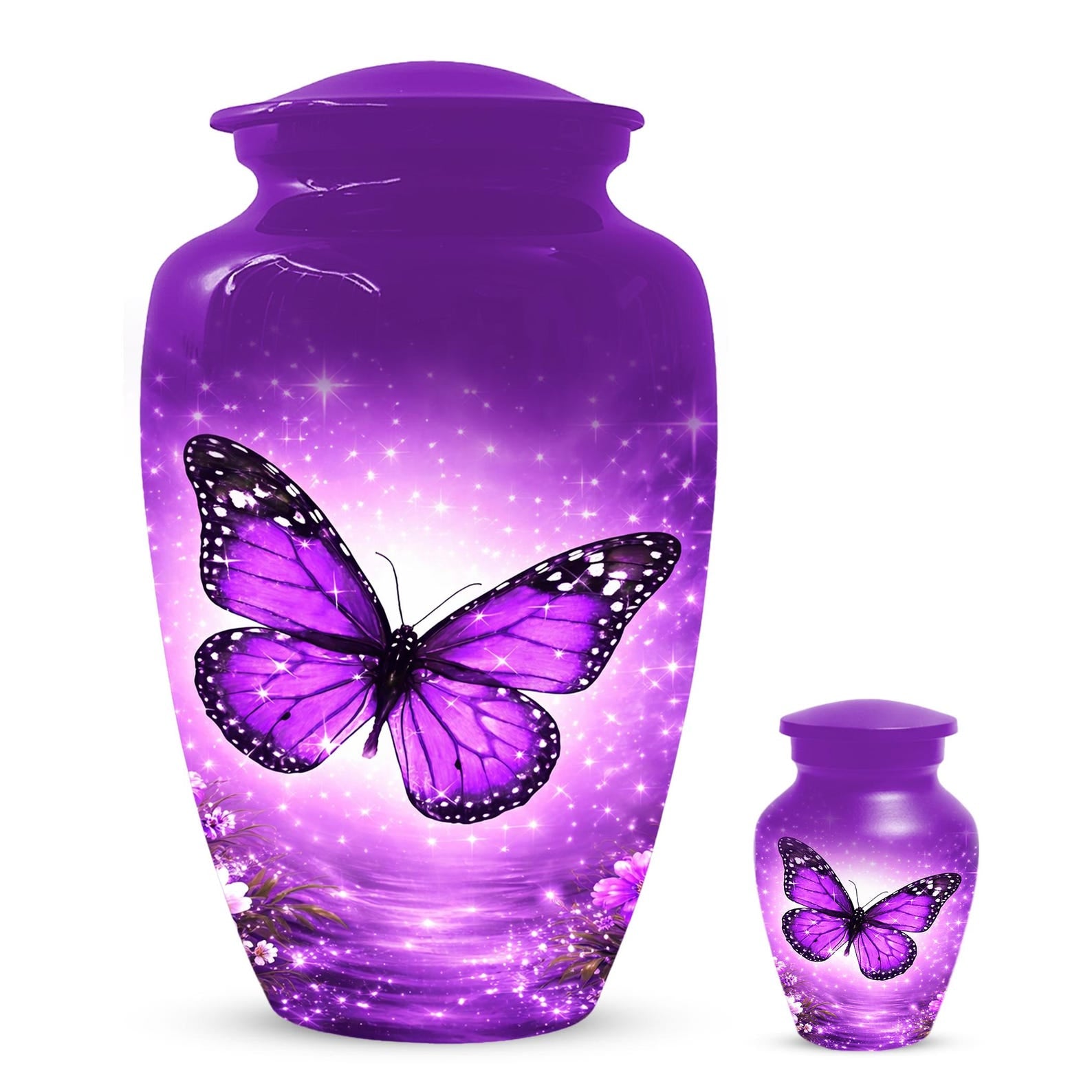Purple Butterfly Urn For Mom - Cremation Urns For Women With Butterflies