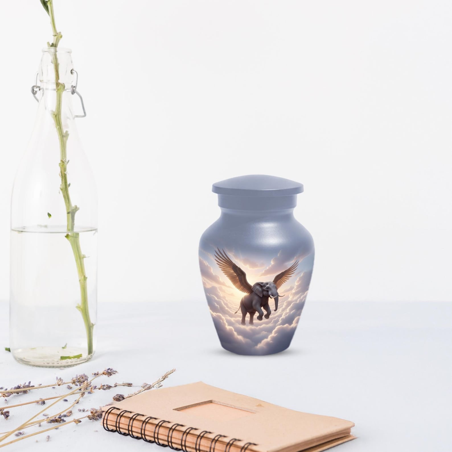 Elephant Angel Urn for Mom Ashes | Personalized Mini Small Keepsake Urns For Women