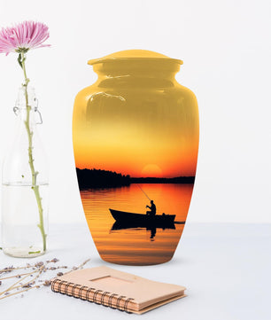 Sunset Fishing Urn for Human Ashes Male | Fisherman Cremation Urns For Dad