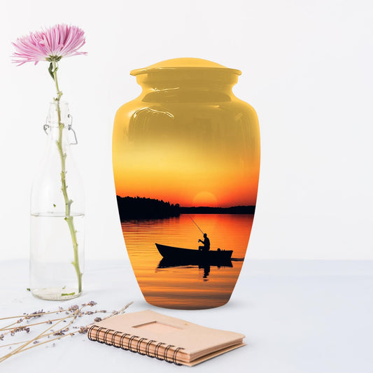 Sunset Fishing Urn for Human Ashes Male | Fisherman Cremation Urns For Dad