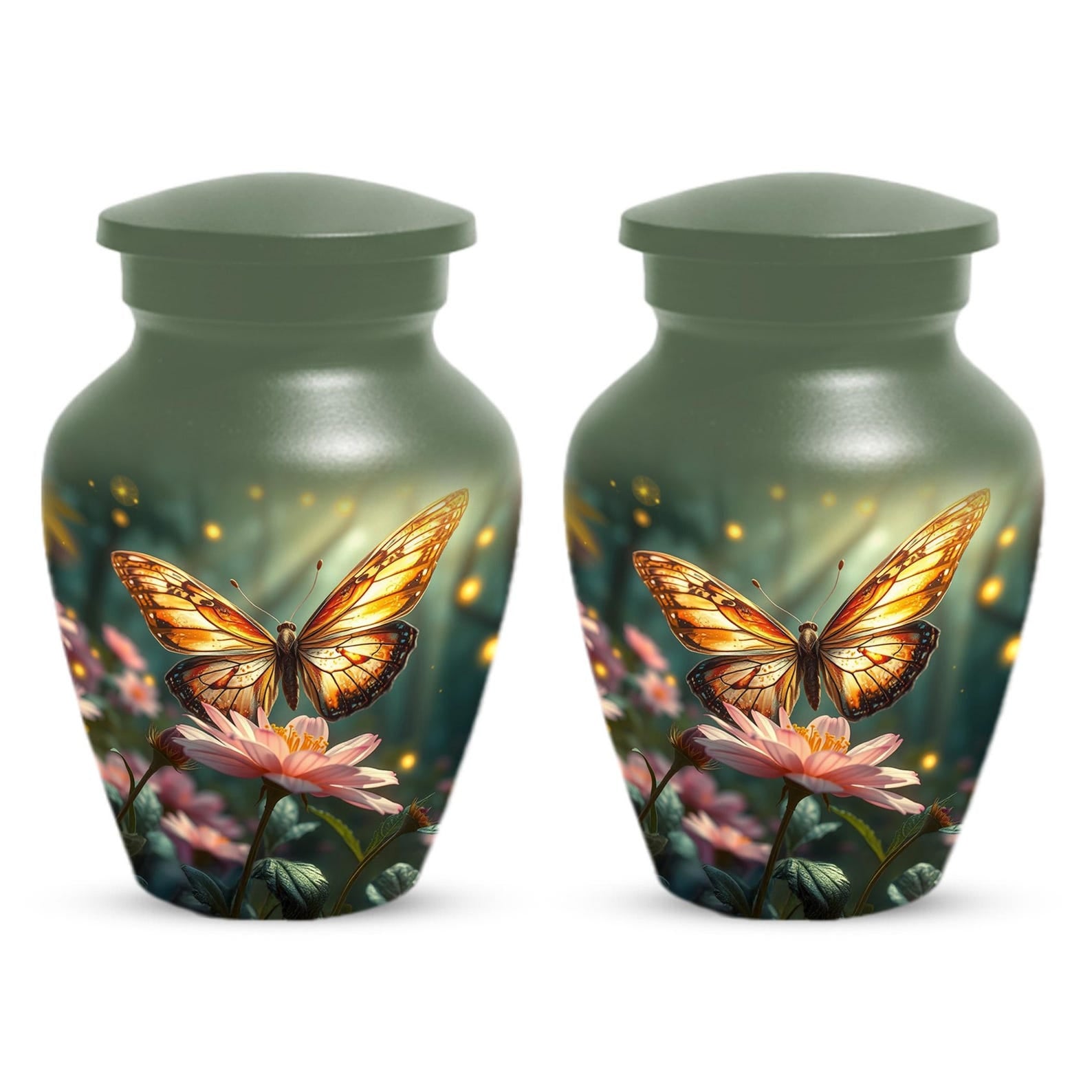 Yellow Butterfly Urn for Female Ashes - Cremation Urns With Butterflies and Flower
