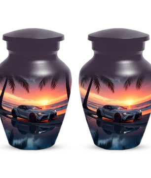 Car Sunset Urn For Human Ashes |  Beach Keepsake Small Cremation Urns For Dad