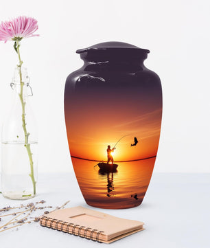 Fishing Urn for Men Ashes | Personalized Fisherman Cremation Urns For Adult Male