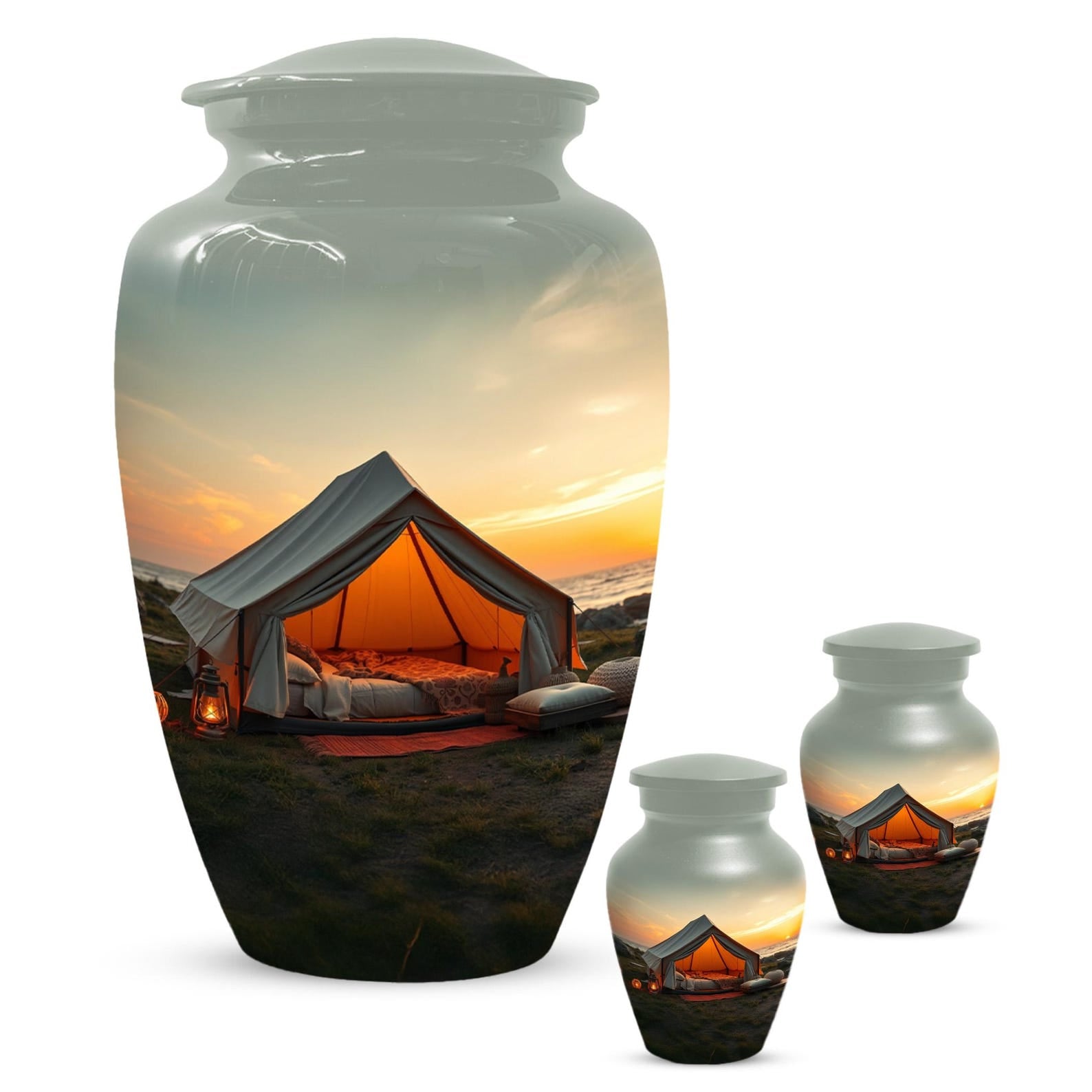 Camping Urn for Adult Human Ashes | Personalized Sunset Keepsake Cremation Urns