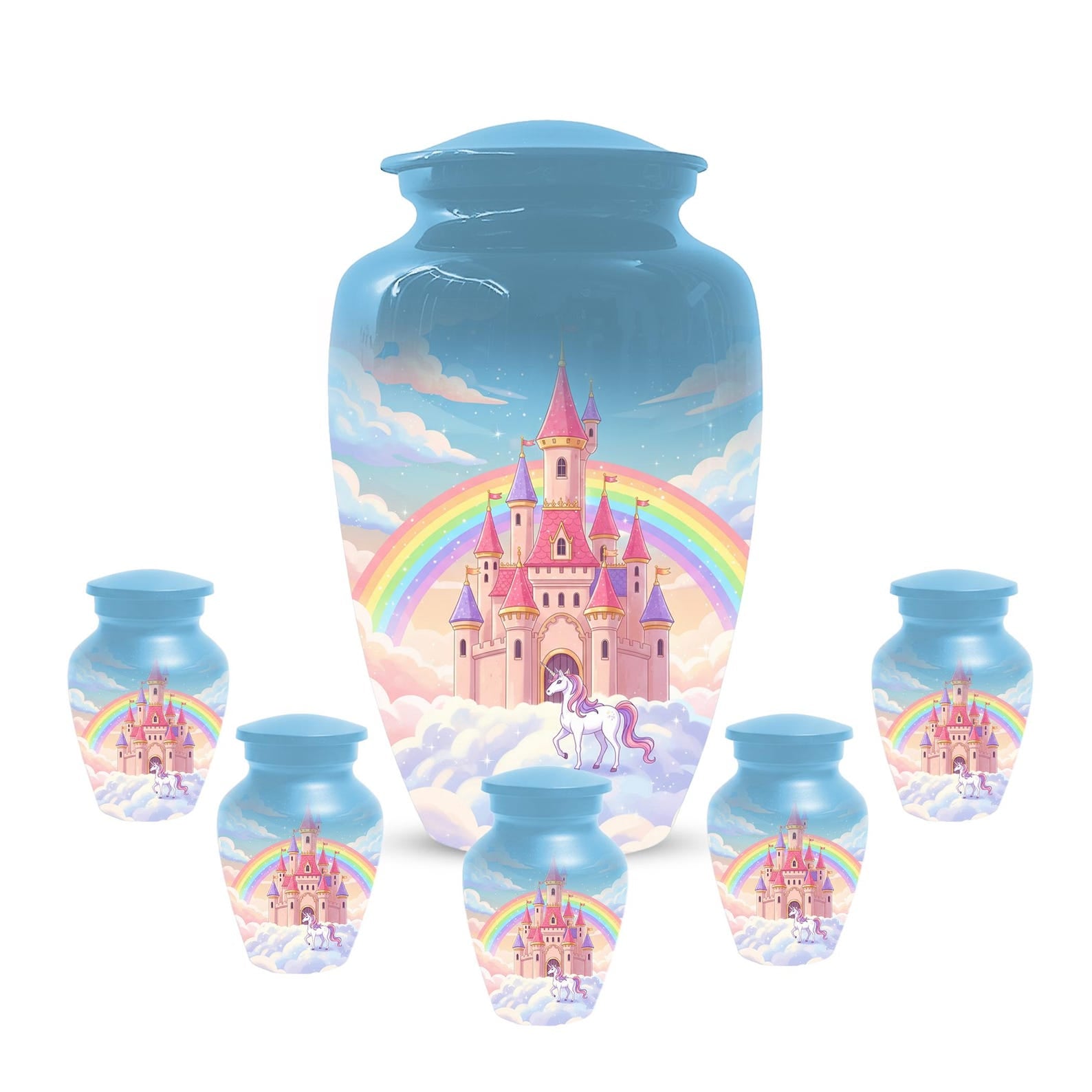 Castle Unicorn Urn For Ashes - Cremation Keepsake Fairy Urns For Baby Girl
