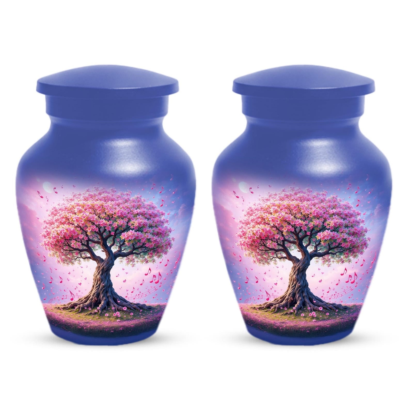 Floral Music Tree Urn For Human Ashes - Flower Custom Cremation Mini Keepsake Urns Set