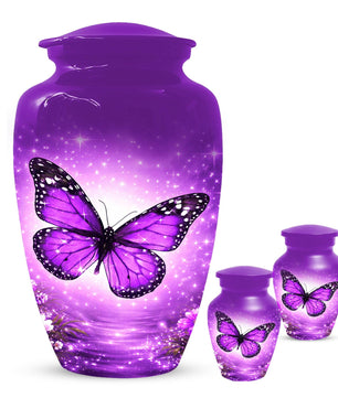 Purple Butterfly Urn For Mom - Cremation Urns For Women With Butterflies