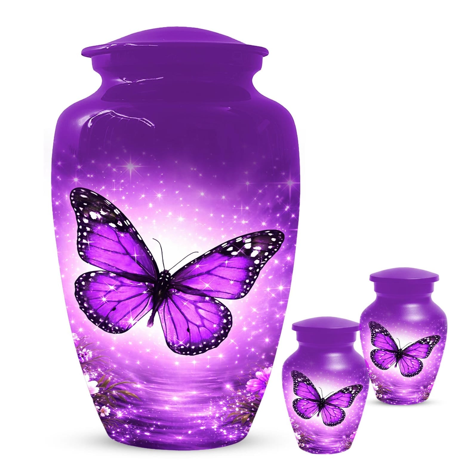 Purple Butterfly Urn For Mom - Cremation Urns For Women With Butterflies