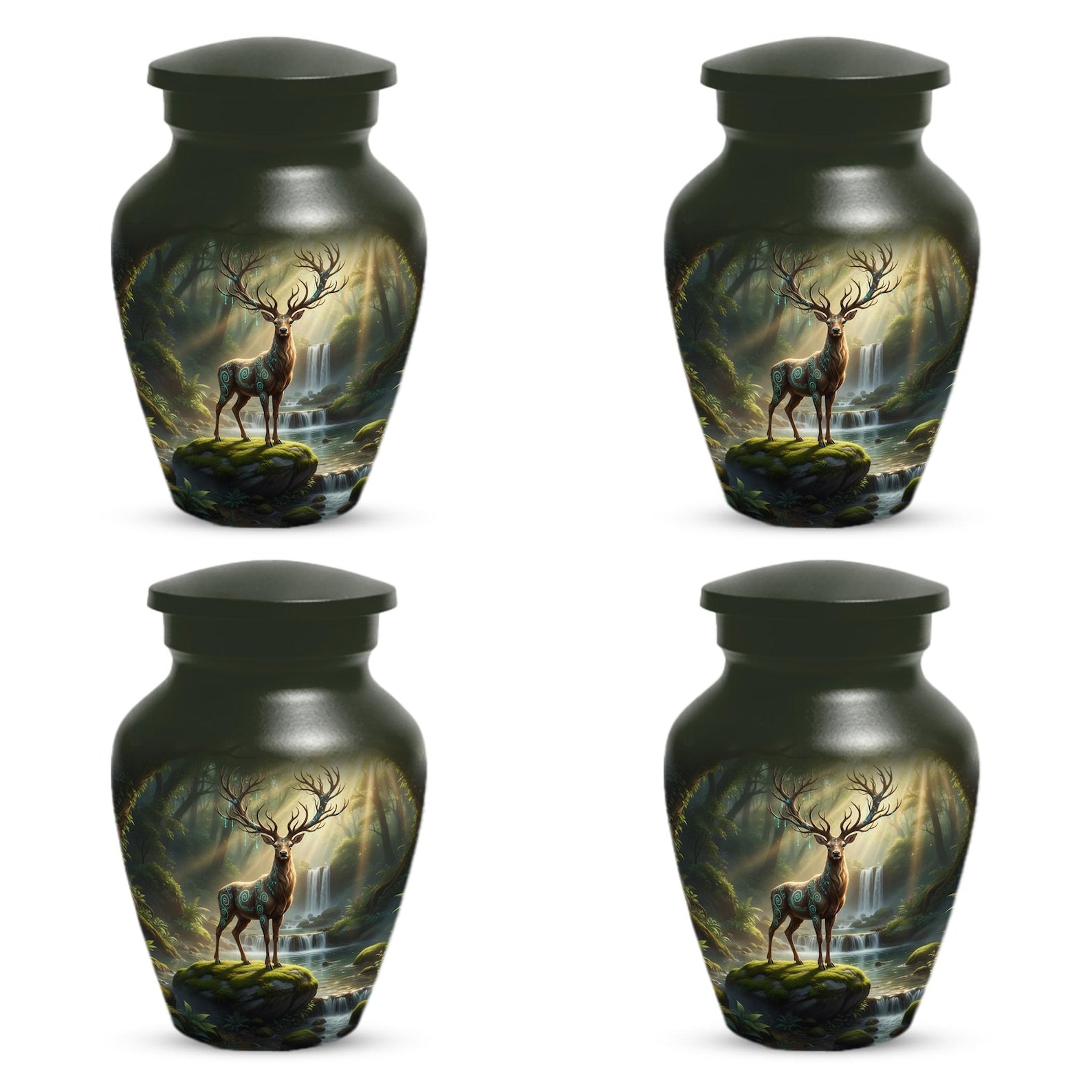 Deer Forest Urn For Human Ashes | Enchanted Hunting Mini Cremation Urns For Adults