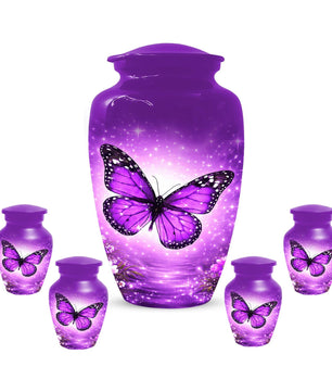 Purple Butterfly Urn For Mom - Cremation Urns For Women With Butterflies