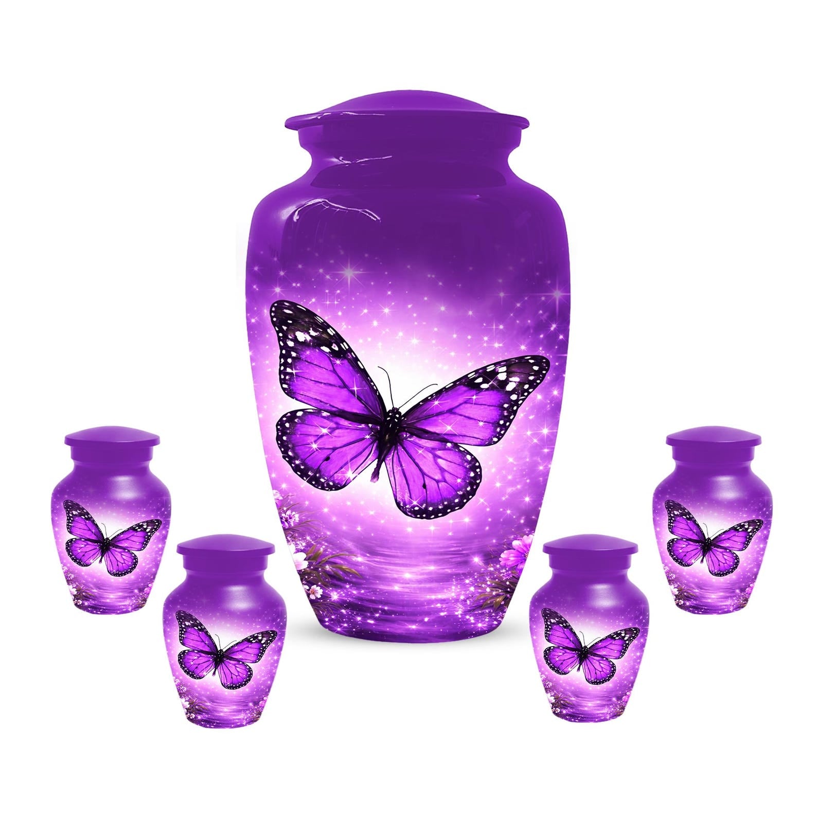 Purple Butterfly Urn For Mom - Cremation Urns For Women With Butterflies