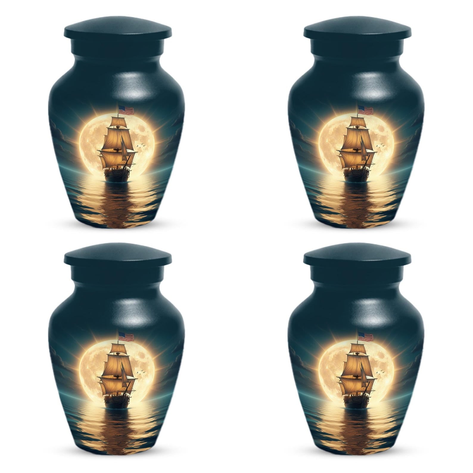 Sailboat Cremation Urns For Human Ashes | American Flag Small Urn For Adults