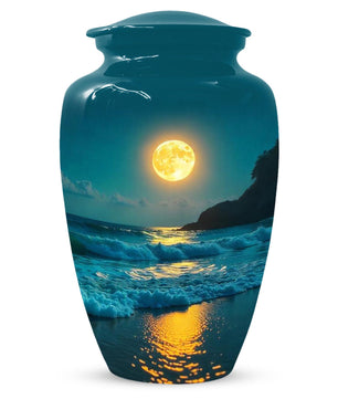 Ocean Beach Urns For Human Ashes, Moonlit Keepsake Urn For Mom and Dad